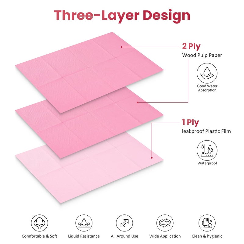 Etercycle Disposable Nail Mats - 50Pcs Fordable Nail Art Table Mats for Table Acrylic Nail Practice Sheet, 3 Ply Waterproof 13" X 18" Clean Pads Nail Art Accessories (Pink) - Image 2